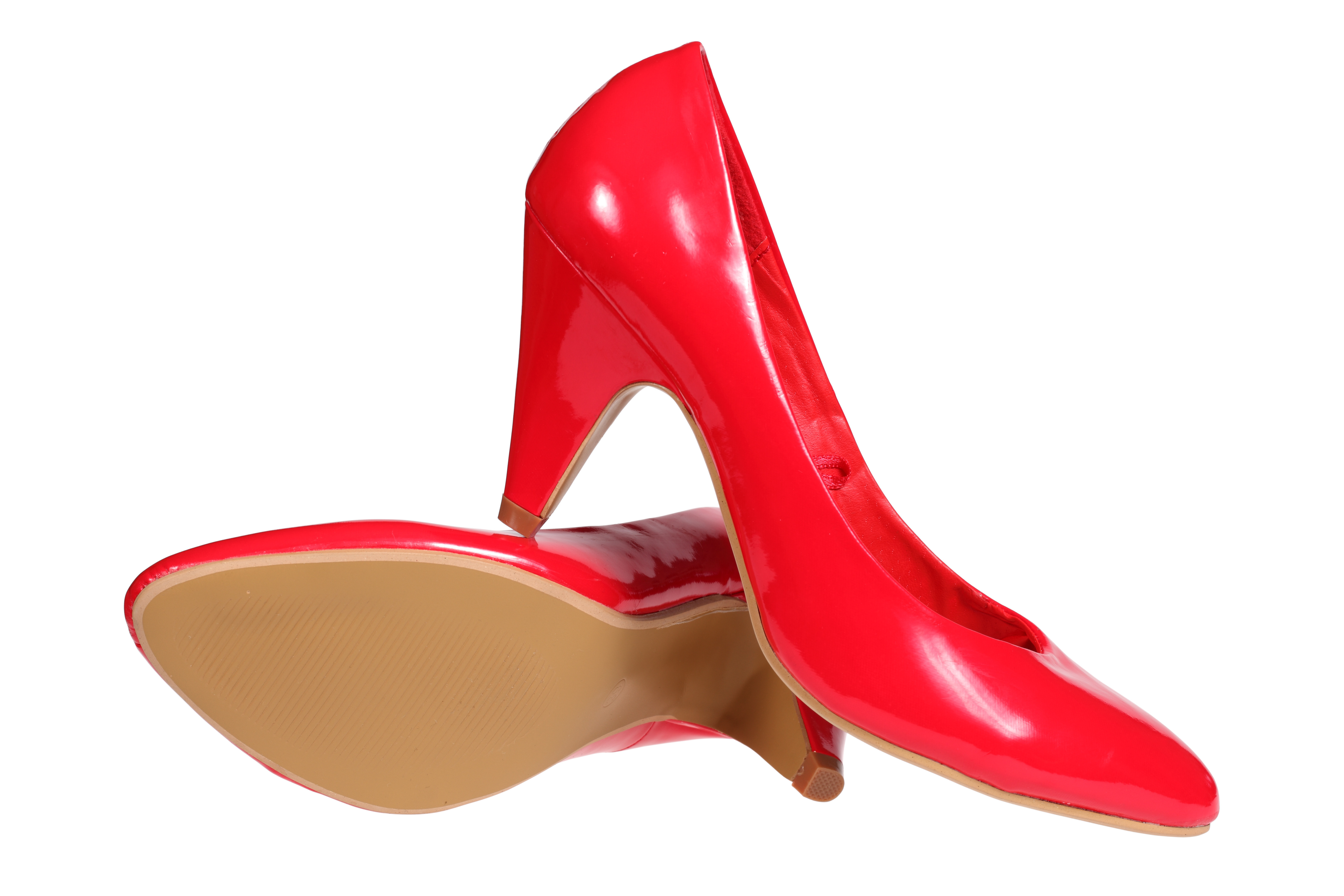 A pair of red women s heel shoes isolated over white with clipping path